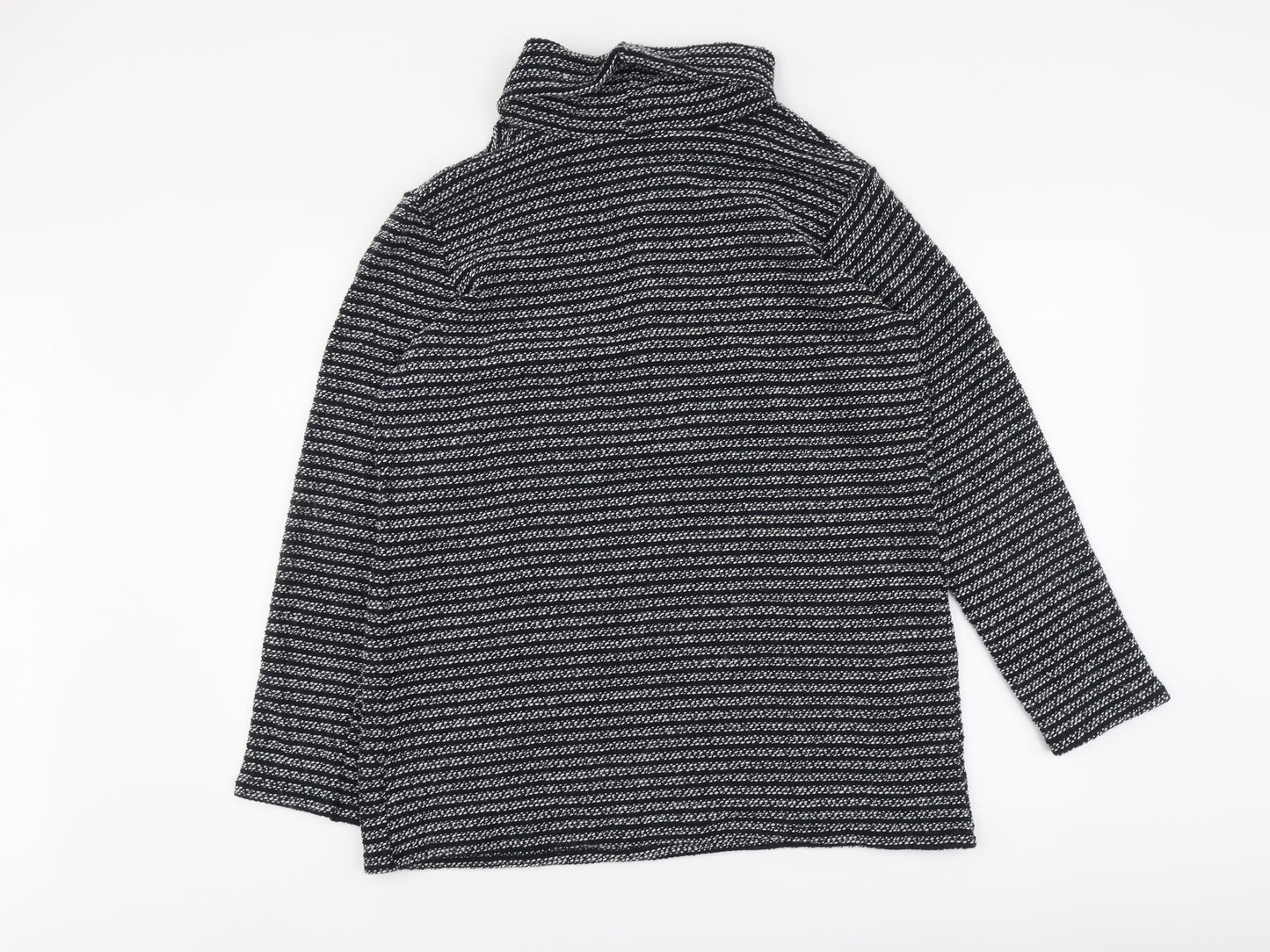 Luca Vanucci Womens Blue Roll Neck Striped Acrylic Pullover Jumper Size XL