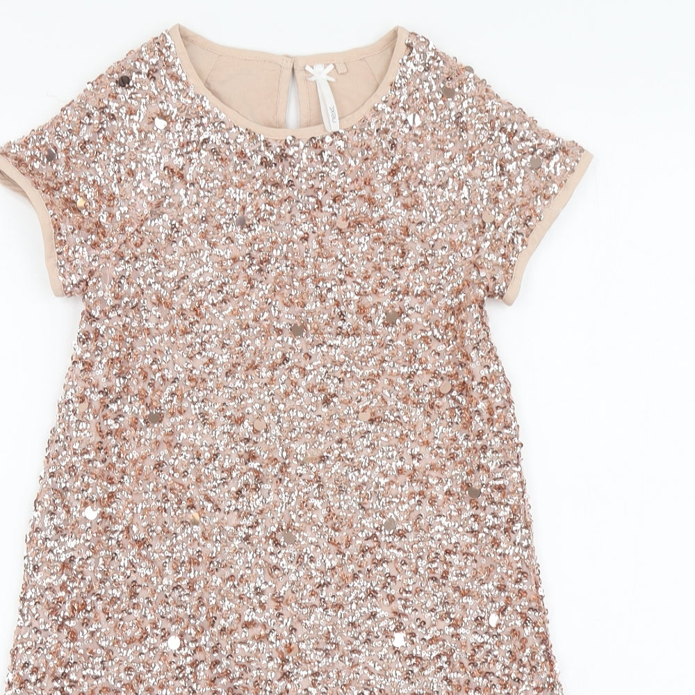 NEXT Girls Pink Polyester A-Line Size 9 Years Round Neck Button