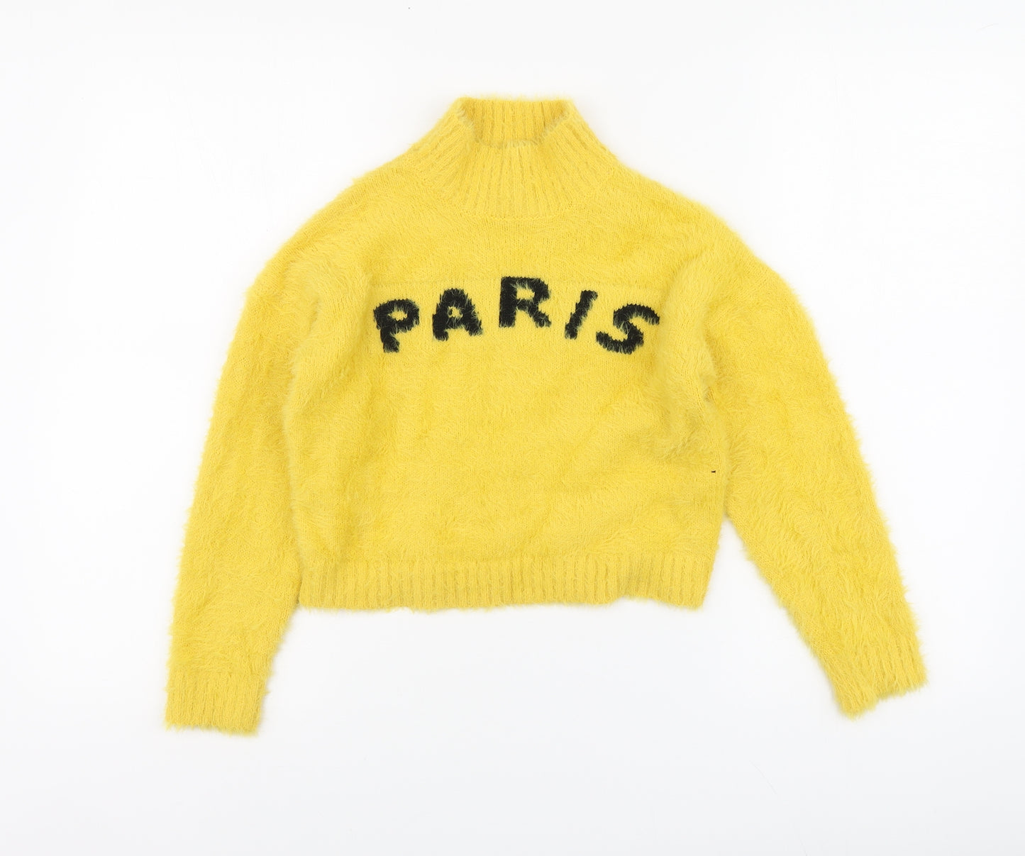 Primark Girls Yellow Roll Neck Nylon Pullover Jumper Size 8-9 Years Pullover - Paris