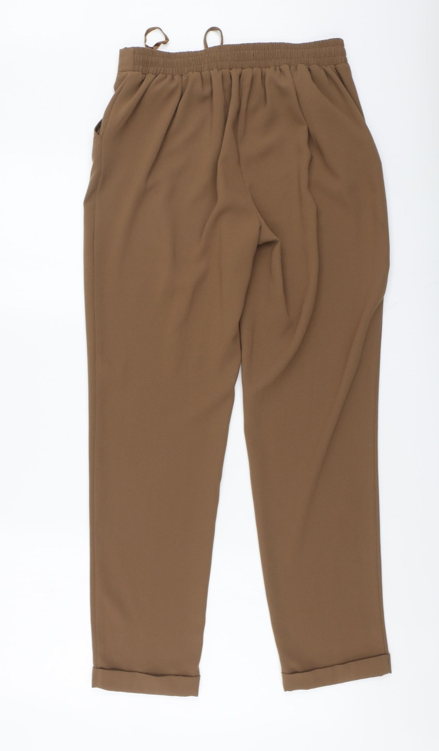 Atmosphere Womens Brown Polyester Chino Trousers Size 10 L29 in Regular Button