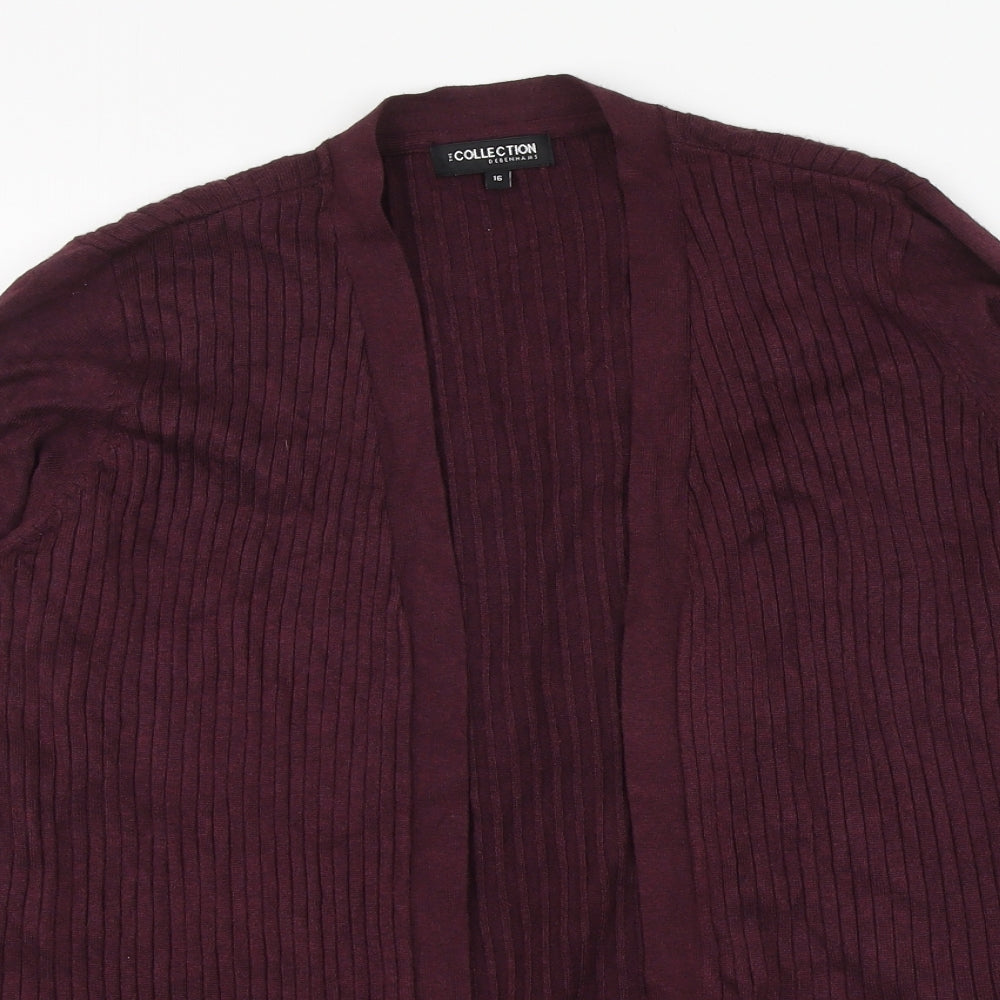 Debenhams Womens Purple V-Neck Viscose Cardigan Jumper Size 16