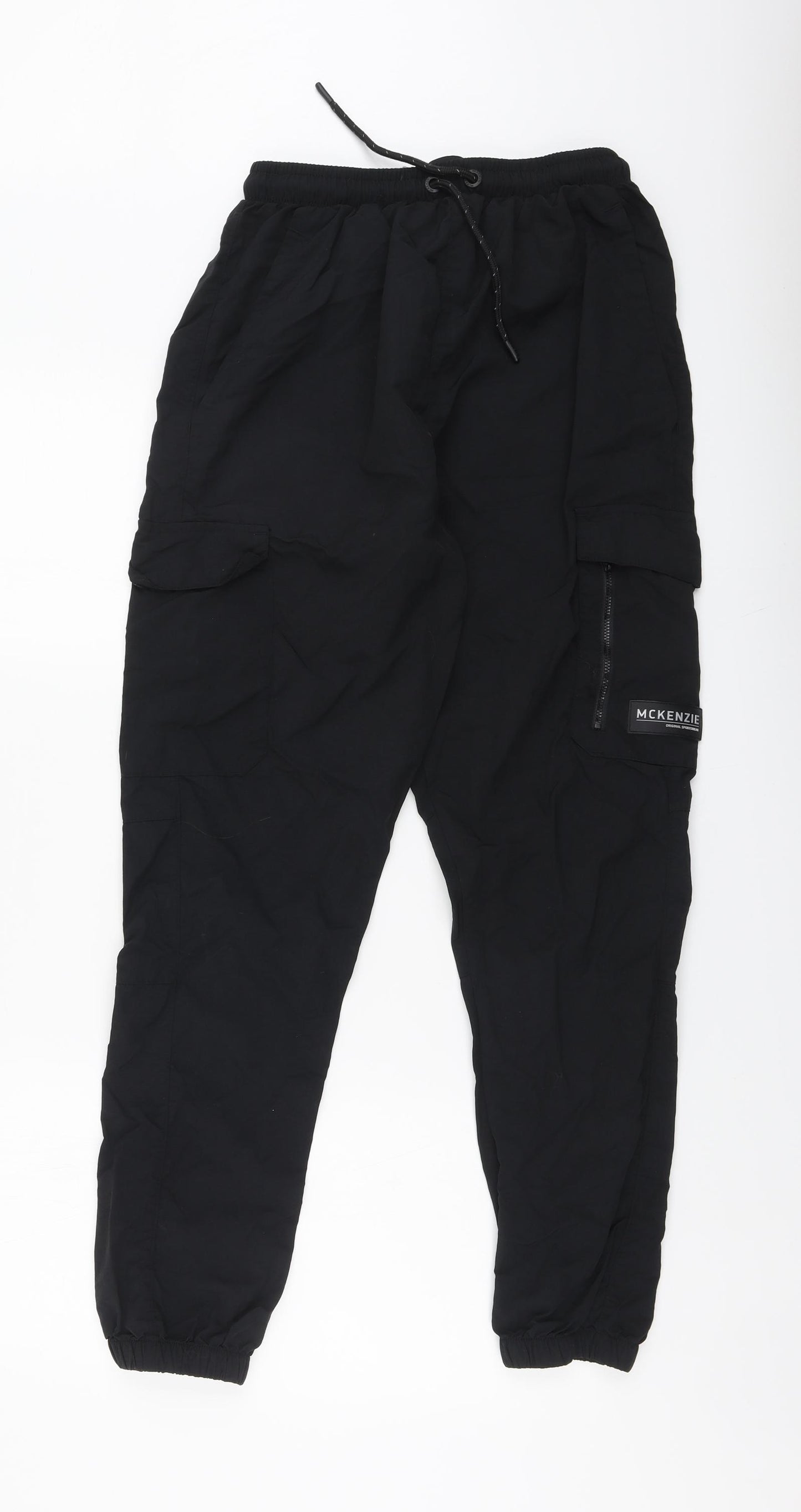 McKenzie Mens Black Polyamide Jogger Trousers Size M L30 in Regular Drawstring