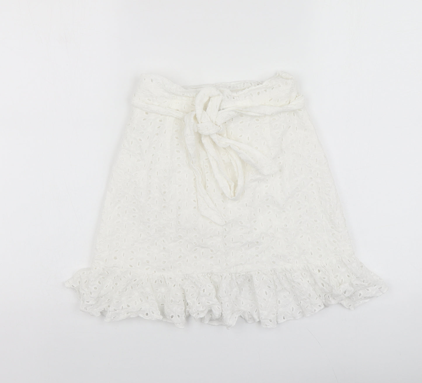 SheIn Womens White Floral Cotton A-Line Skirt Size XS