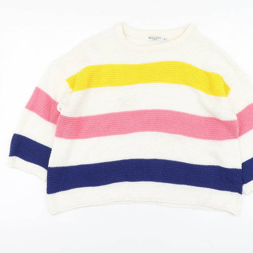 Brave Soul Womens Multicoloured Round Neck Striped Acrylic Pullover Jumper Size 12