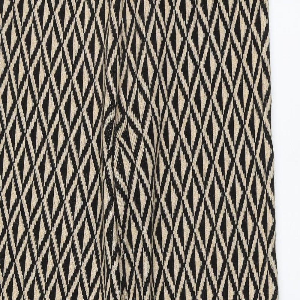 Primark Womens Beige Geometric Acrylic Trousers Size 2XS L30 in Regular Button