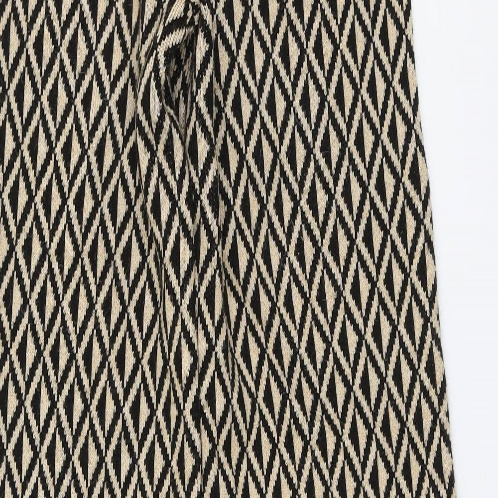 Primark Womens Beige Geometric Acrylic Trousers Size 2XS L30 in Regular Button