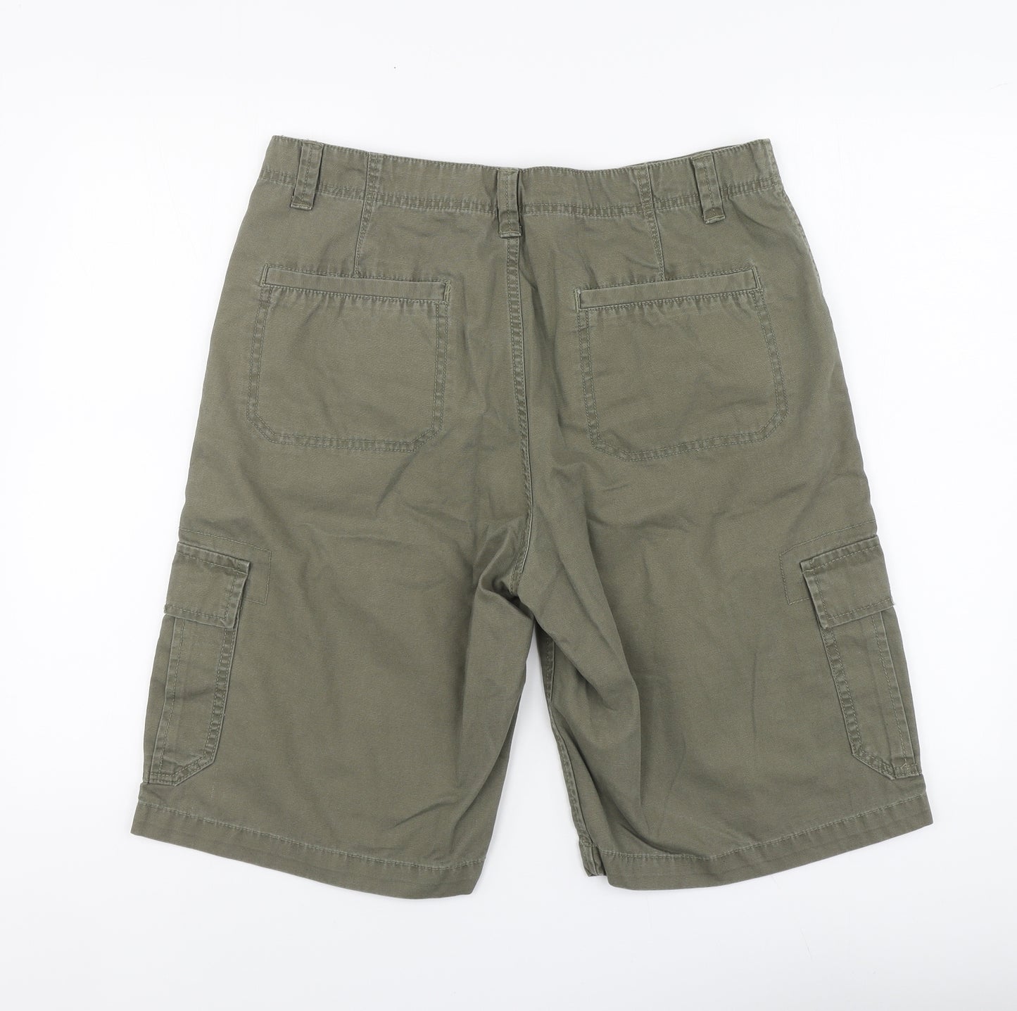 F&F Mens Green Cotton Bermuda Shorts Size 32 L12 in Regular Button