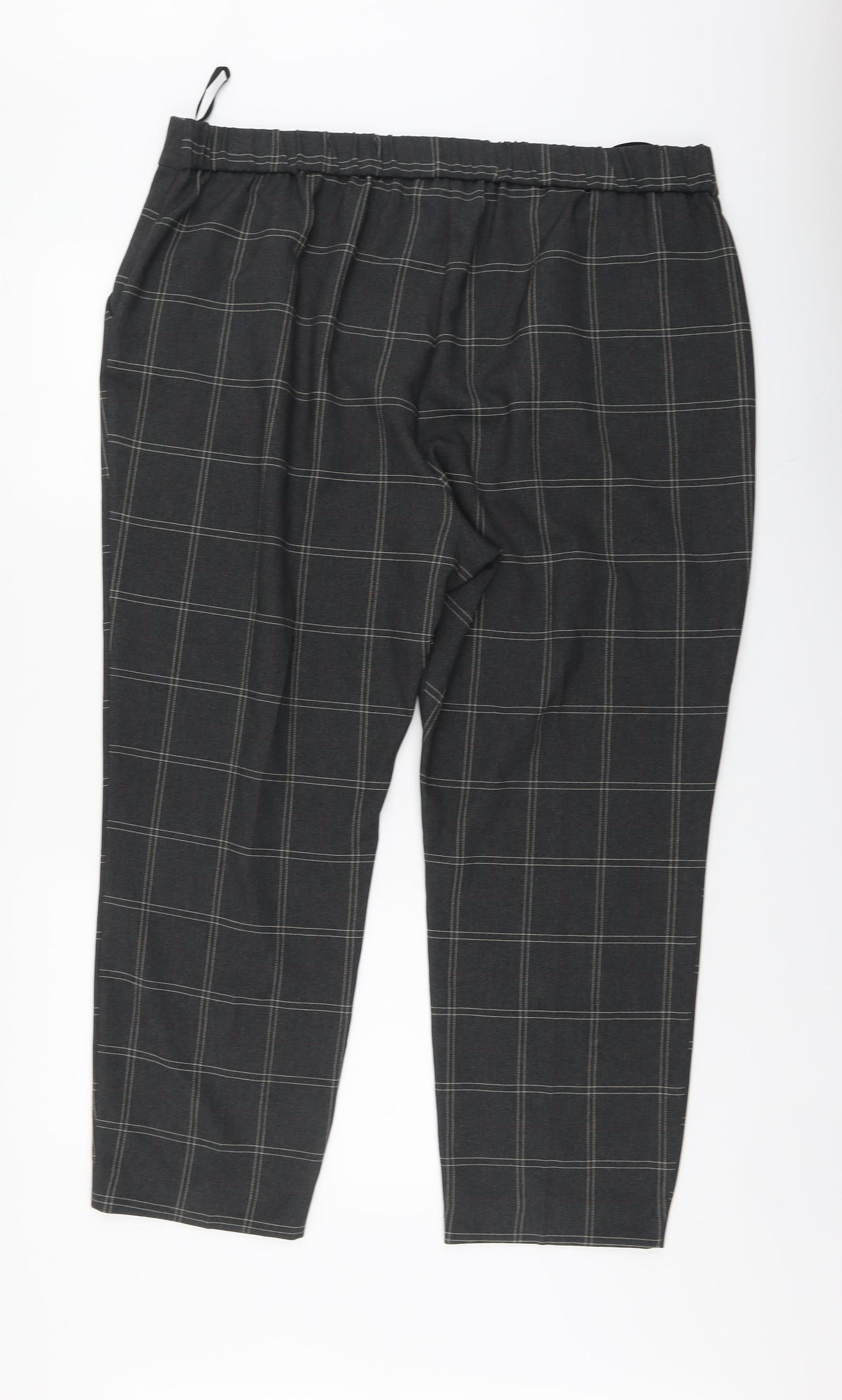 Primark Womens Beige Plaid Polyester Trousers Size 20 L27 in Regular