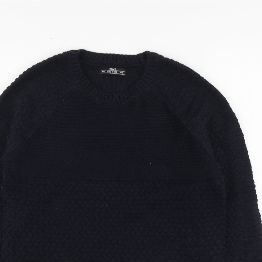 NEXT Boys Blue Round Neck Acrylic Pullover Jumper Size 11 Years