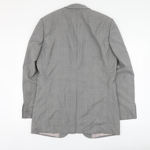 Bogart Mens Grey Plaid Wool Jacket Suit Jacket Size L
