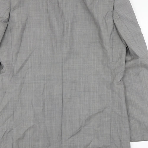 Bogart Mens Grey Plaid Wool Jacket Suit Jacket Size L