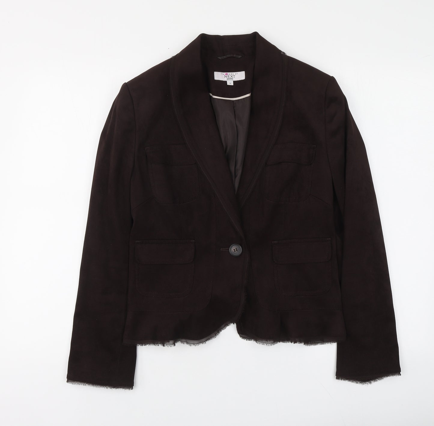 NEXT Womens Brown Polyester Jacket Suit Jacket Size 12