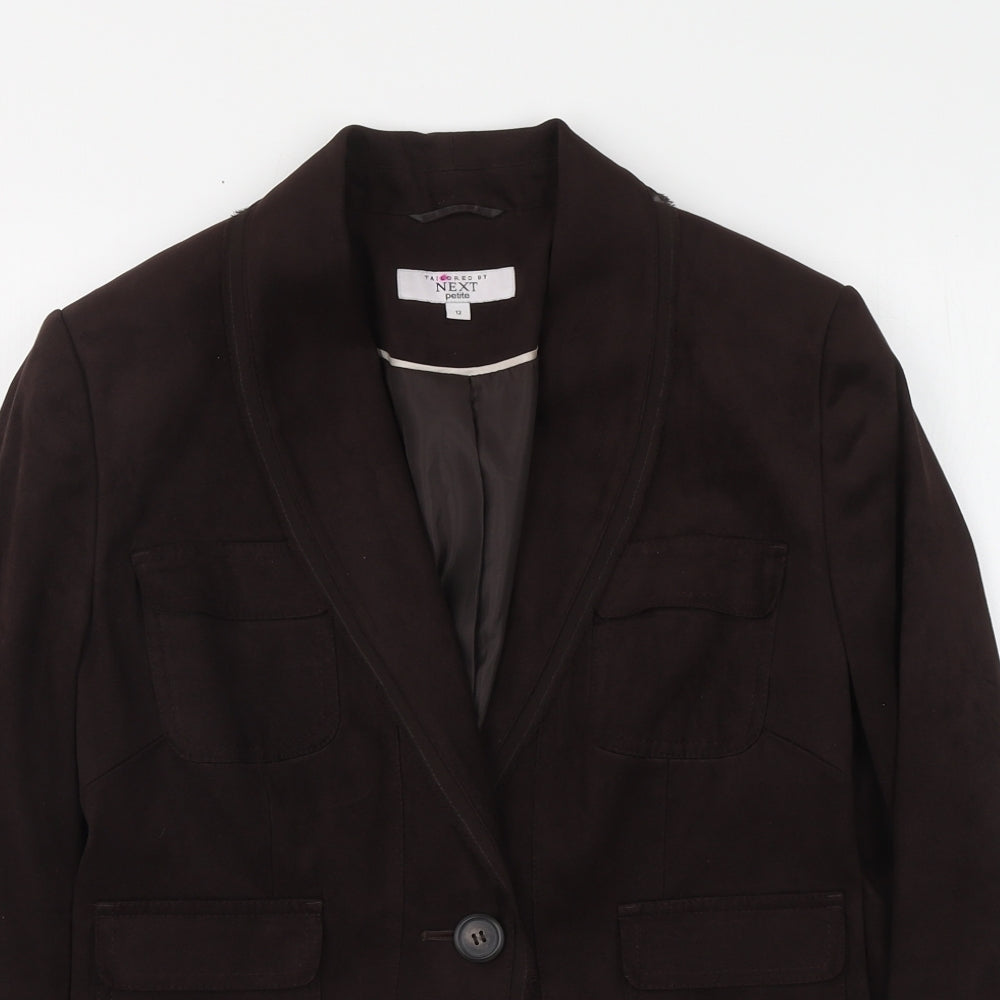 NEXT Womens Brown Polyester Jacket Suit Jacket Size 12