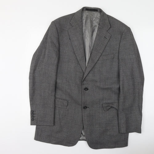 Marks and Spencer Mens Grey Herringbone Wool Jacket Suit Jacket Size L