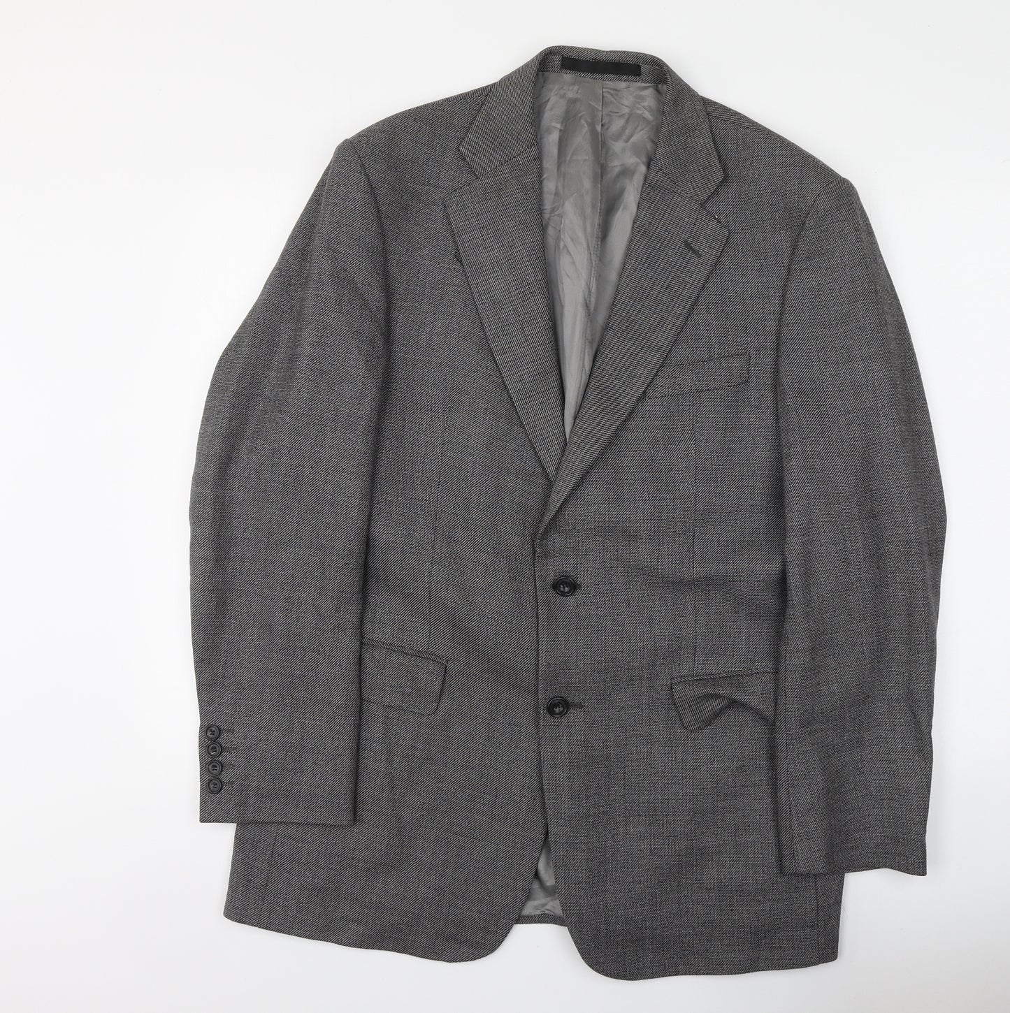 Marks and Spencer Mens Grey Herringbone Wool Jacket Suit Jacket Size L