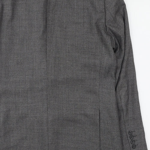 Marks and Spencer Mens Grey Herringbone Wool Jacket Suit Jacket Size L