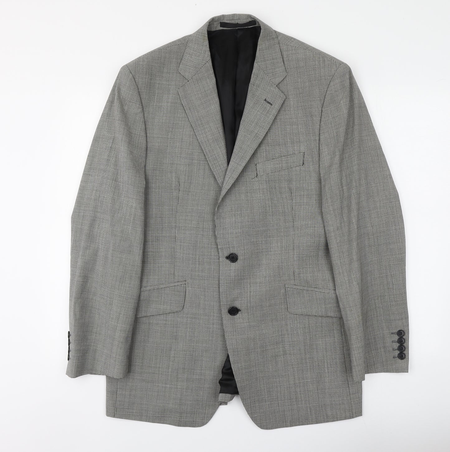Marks and Spencer Mens Green Houndstooth Wool Jacket Suit Jacket Size M
