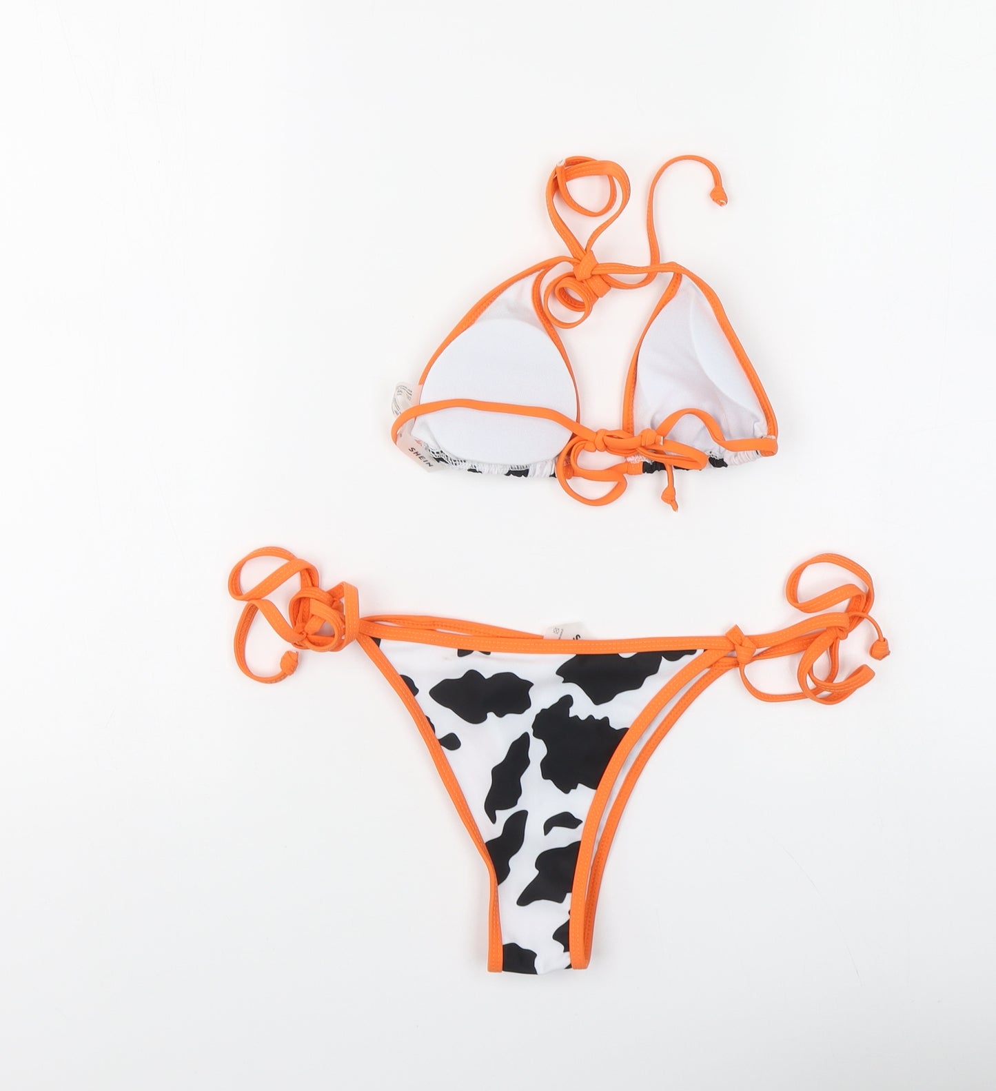 SheIn Womens Multicoloured Animal Print Polyester Bikini Size S - Cow Print
