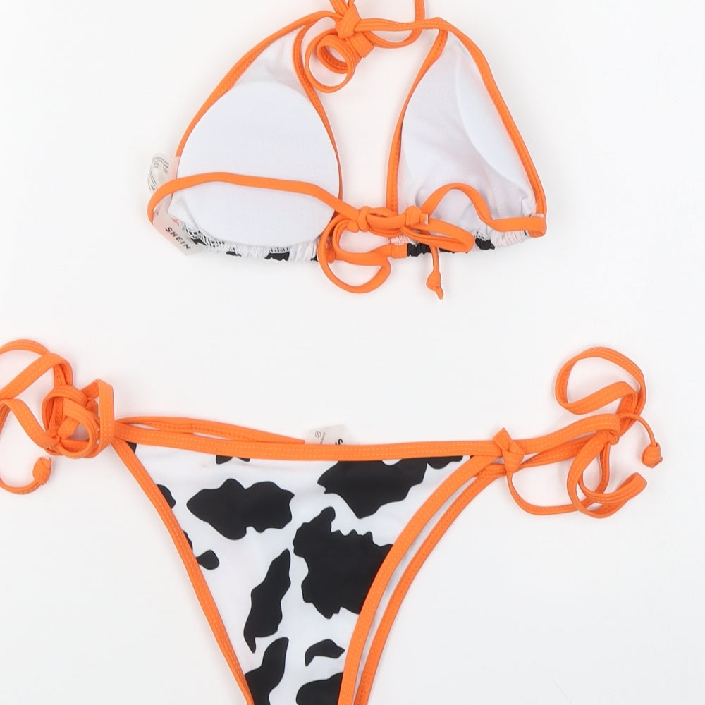 SheIn Womens Multicoloured Animal Print Polyester Bikini Size S - Cow Print