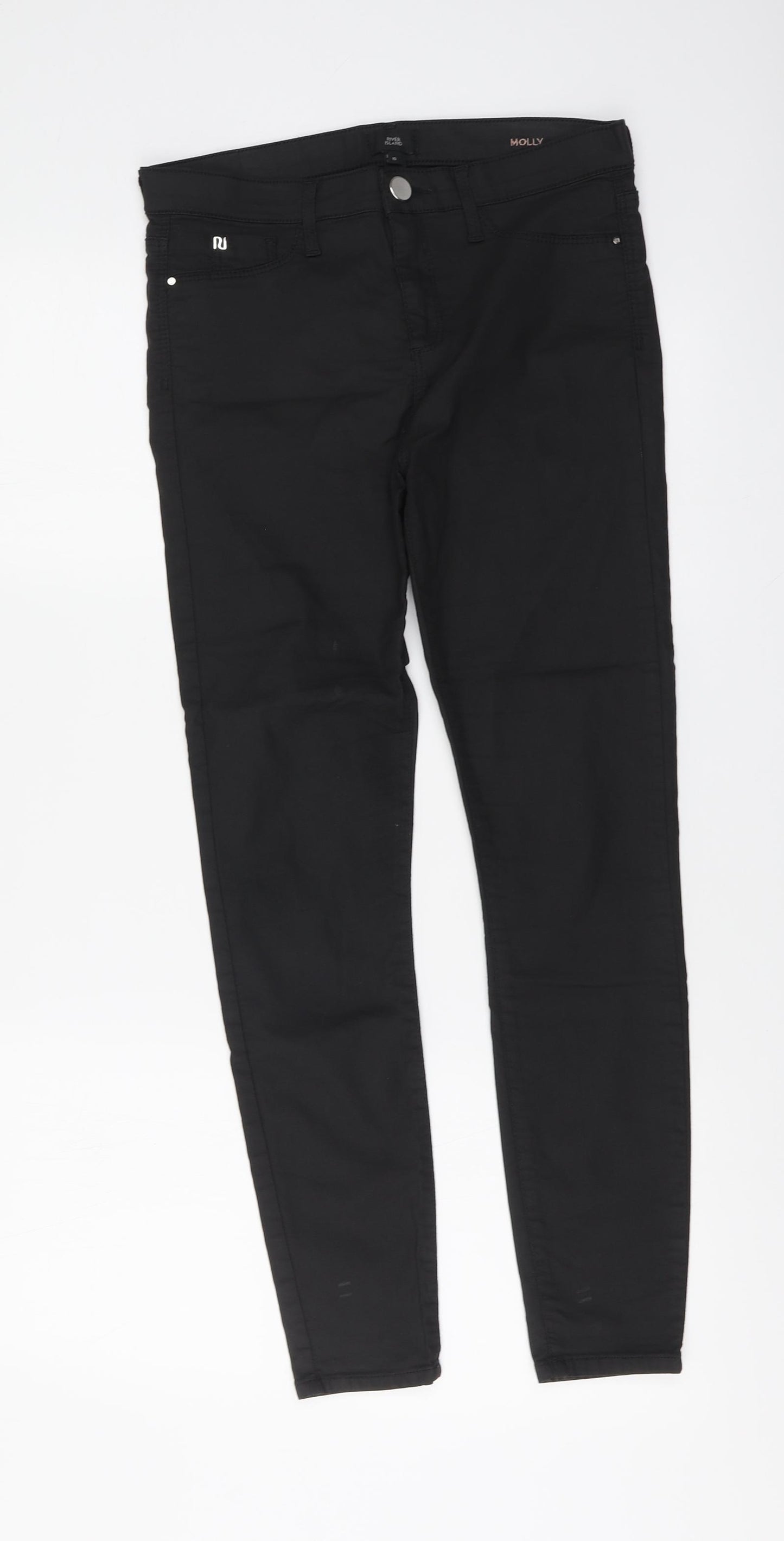 River Island Womens Black Polyester Jegging Trousers Size 10 L27 in Regular Button