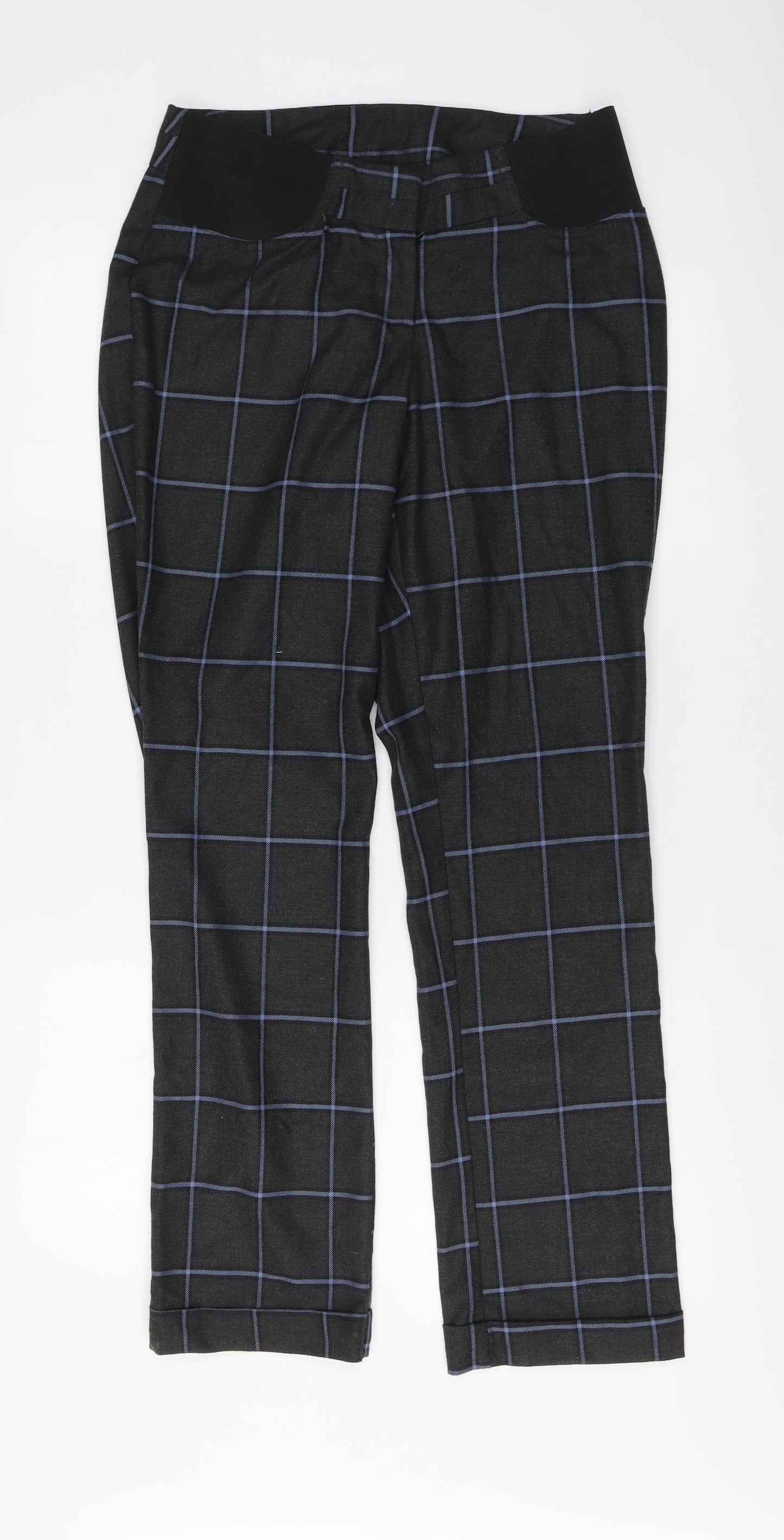 ASOS Womens Grey Plaid Cotton Trousers Size 10 L31 in Regular Button