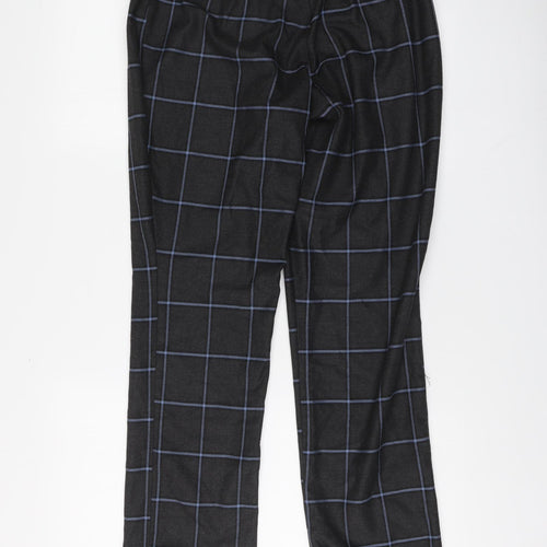ASOS Womens Grey Plaid Cotton Trousers Size 10 L31 in Regular Button