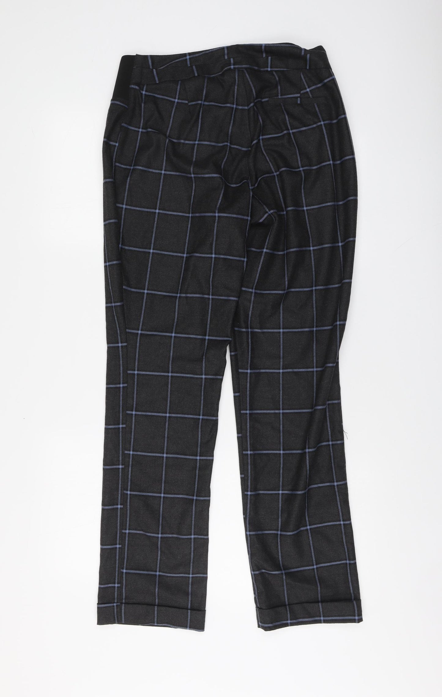 ASOS Womens Grey Plaid Cotton Trousers Size 10 L31 in Regular Button
