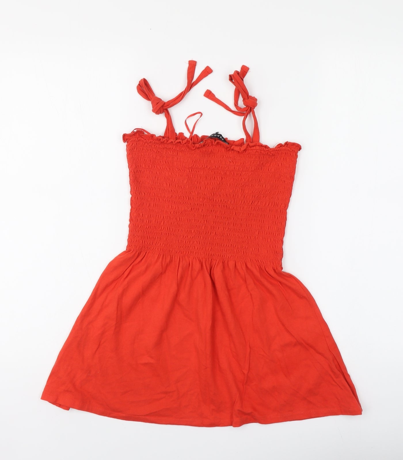 Peacocks Womens Orange Cotton Basic Blouse Size 10 Square Neck