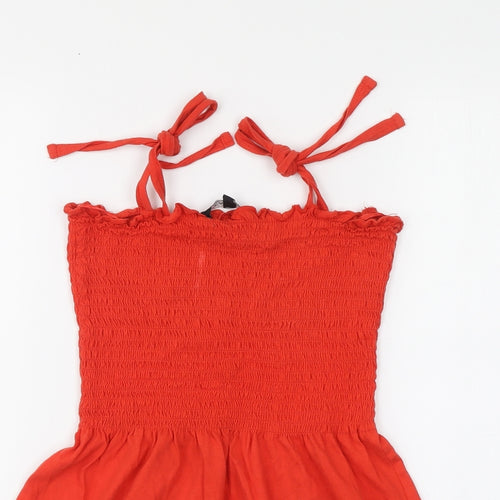 Peacocks Womens Orange Cotton Basic Blouse Size 10 Square Neck