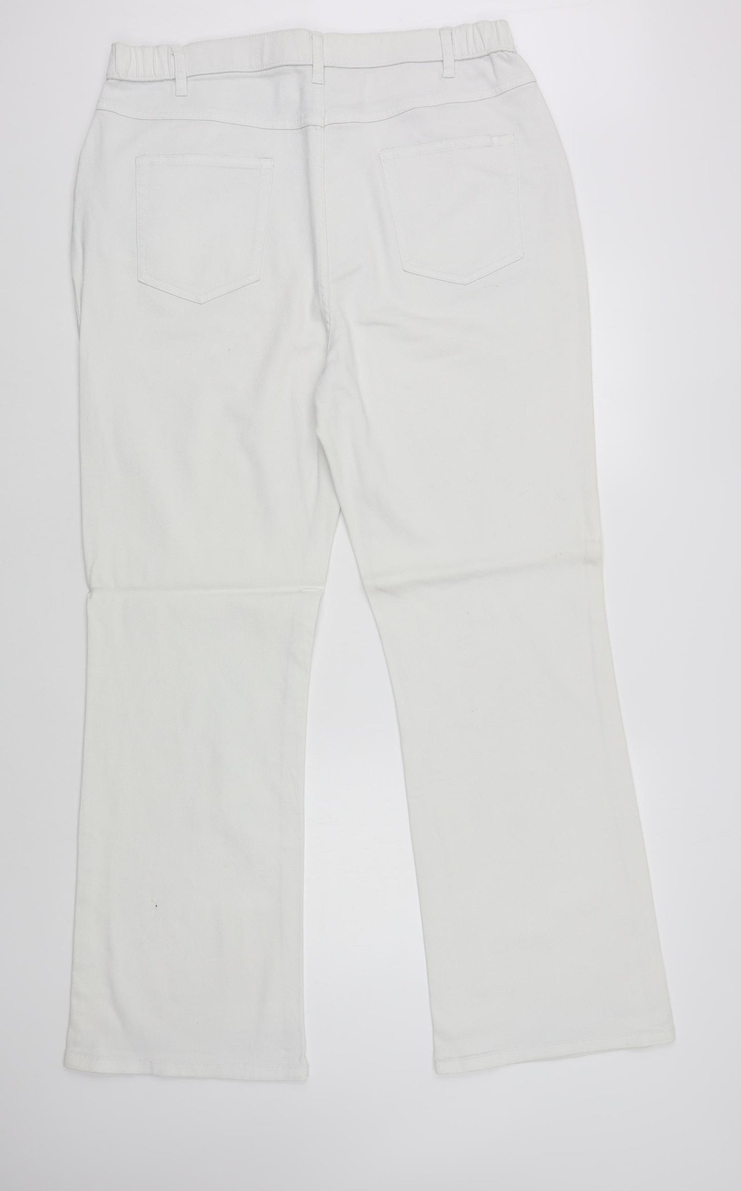 Marks and Spencer Womens White Cotton Bootcut Jeans Size 18 L32 in Regular Button