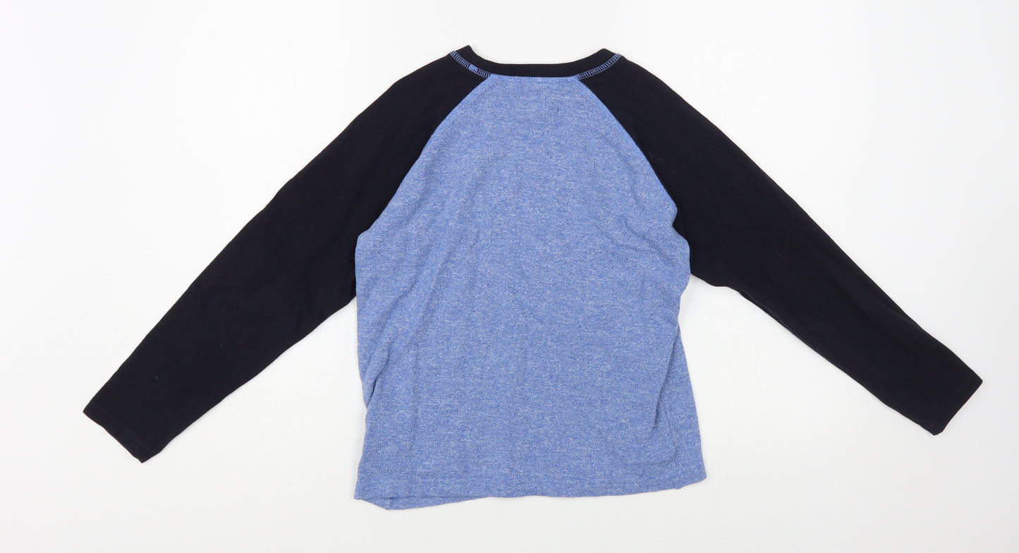 NEXT Boys Blue Colourblock Cotton Pullover T-Shirt Size 9 Years Crew Neck Pullover