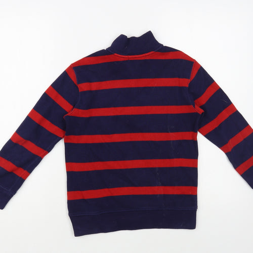Polo Ralph Lauren Boys Blue High Neck Striped Cotton Pullover Jumper Size 8-9 Years Zip