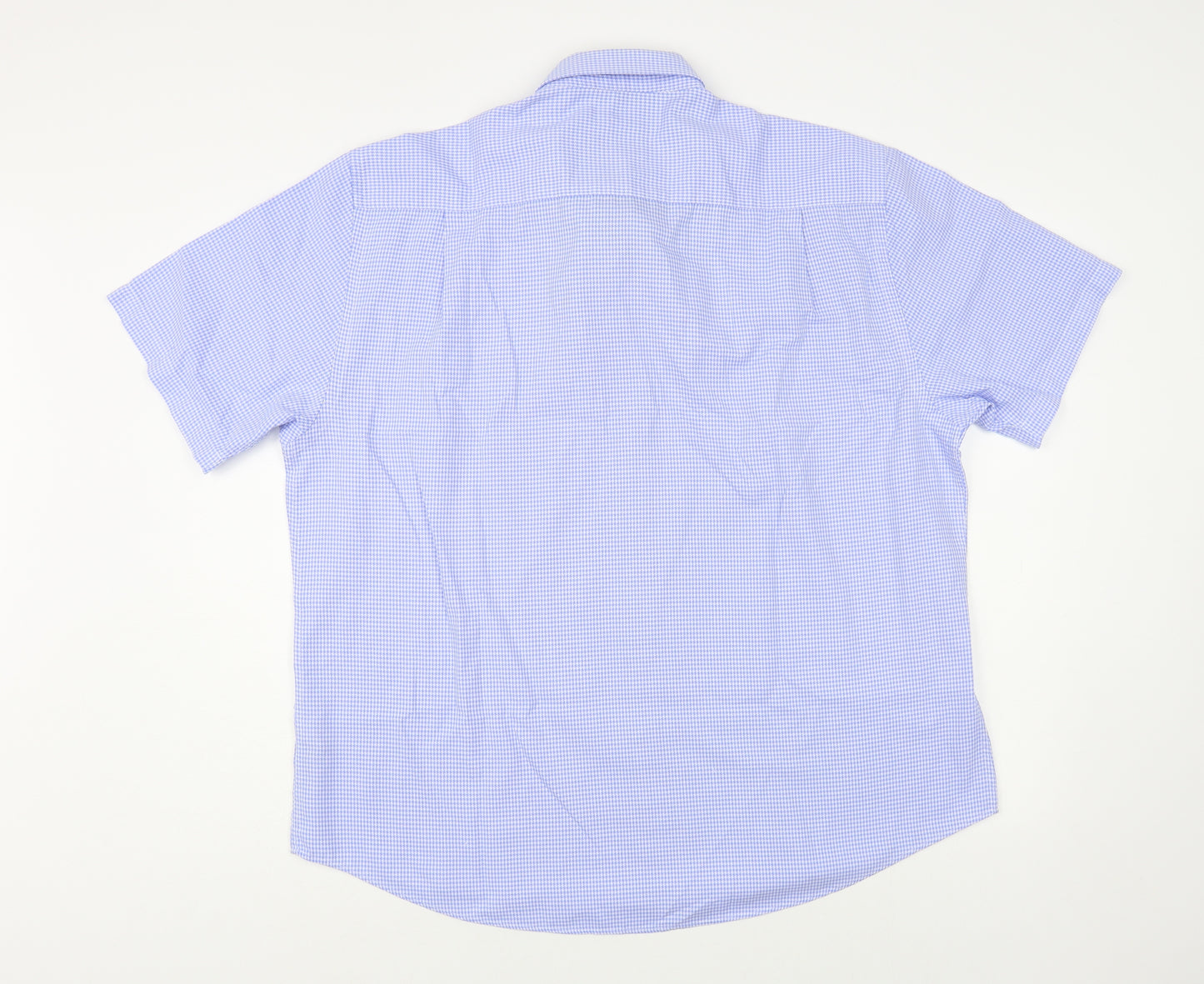 Dunnes Stores Mens Blue Geometric Cotton Button-Up Size XL Collared Button