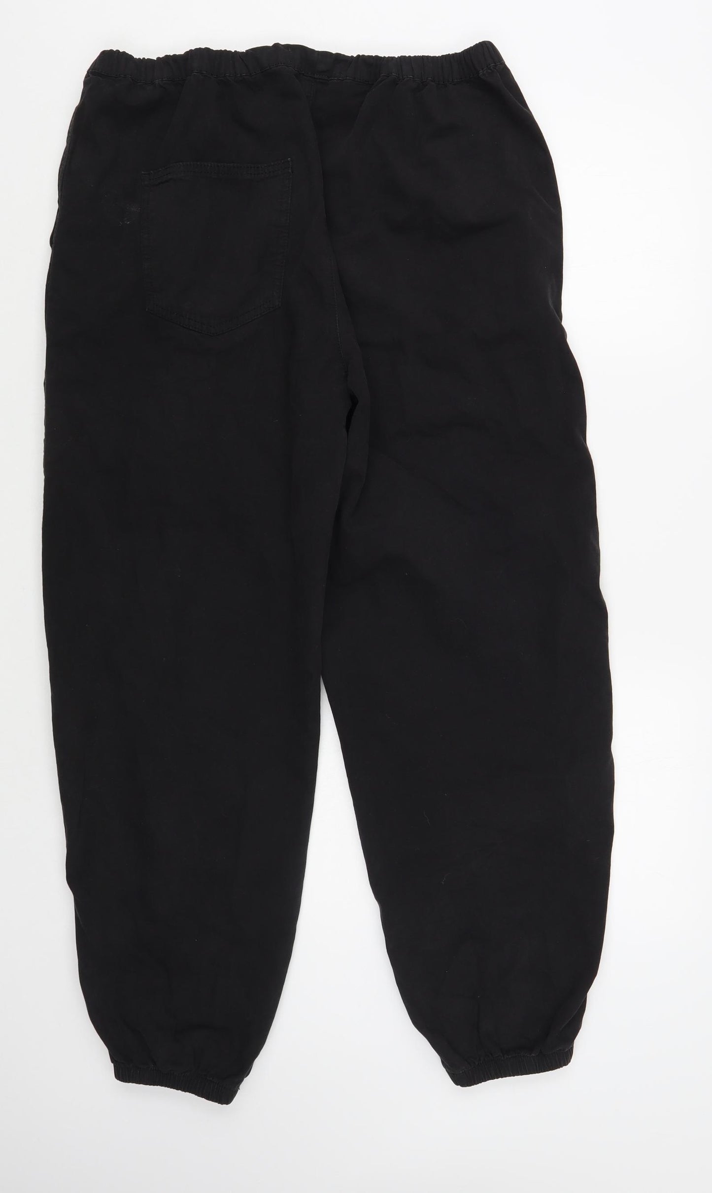 Denim Co. Womens Black Cotton Jogger Trousers Size 10 L30 in Regular Drawstring