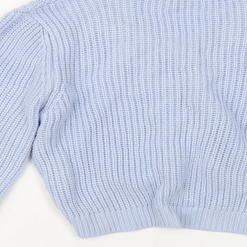 New Look Girls Blue V-Neck Acrylic Pullover Jumper Size 14-15 Years Pullover - Ruched