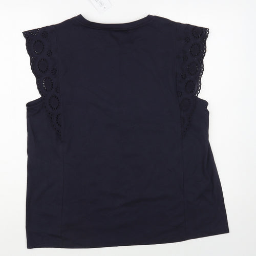 F&F Womens Blue Cotton Basic T-Shirt Size 18 Crew Neck