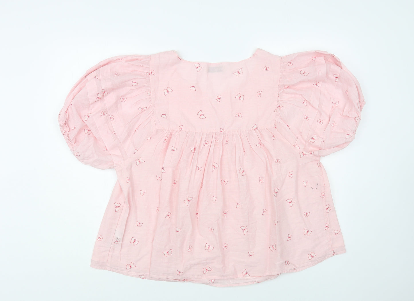 F&F Womens Pink Geometric Cotton Basic Blouse Size 18 V-Neck - Butterfly Print