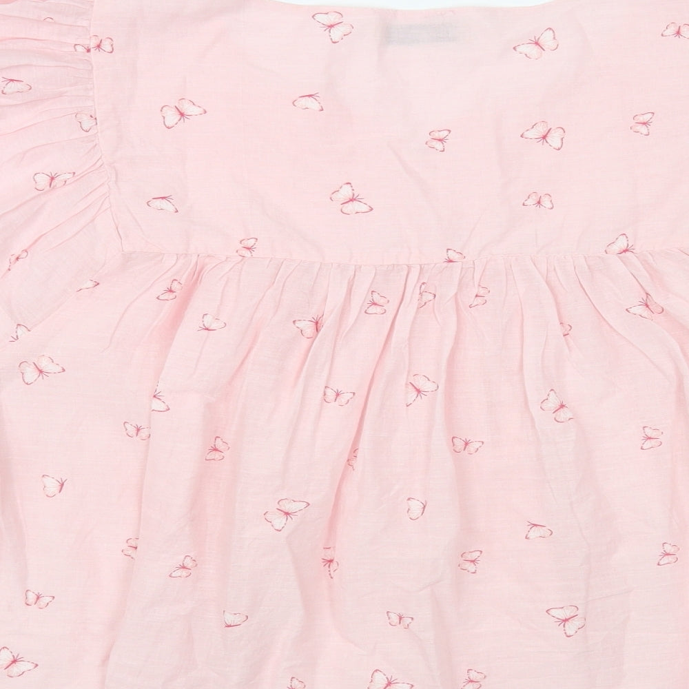 F&F Womens Pink Geometric Cotton Basic Blouse Size 18 V-Neck - Butterfly Print