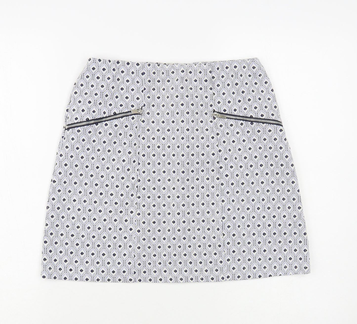 New Look Womens Blue Geometric Polyester Mini Skirt Size 12