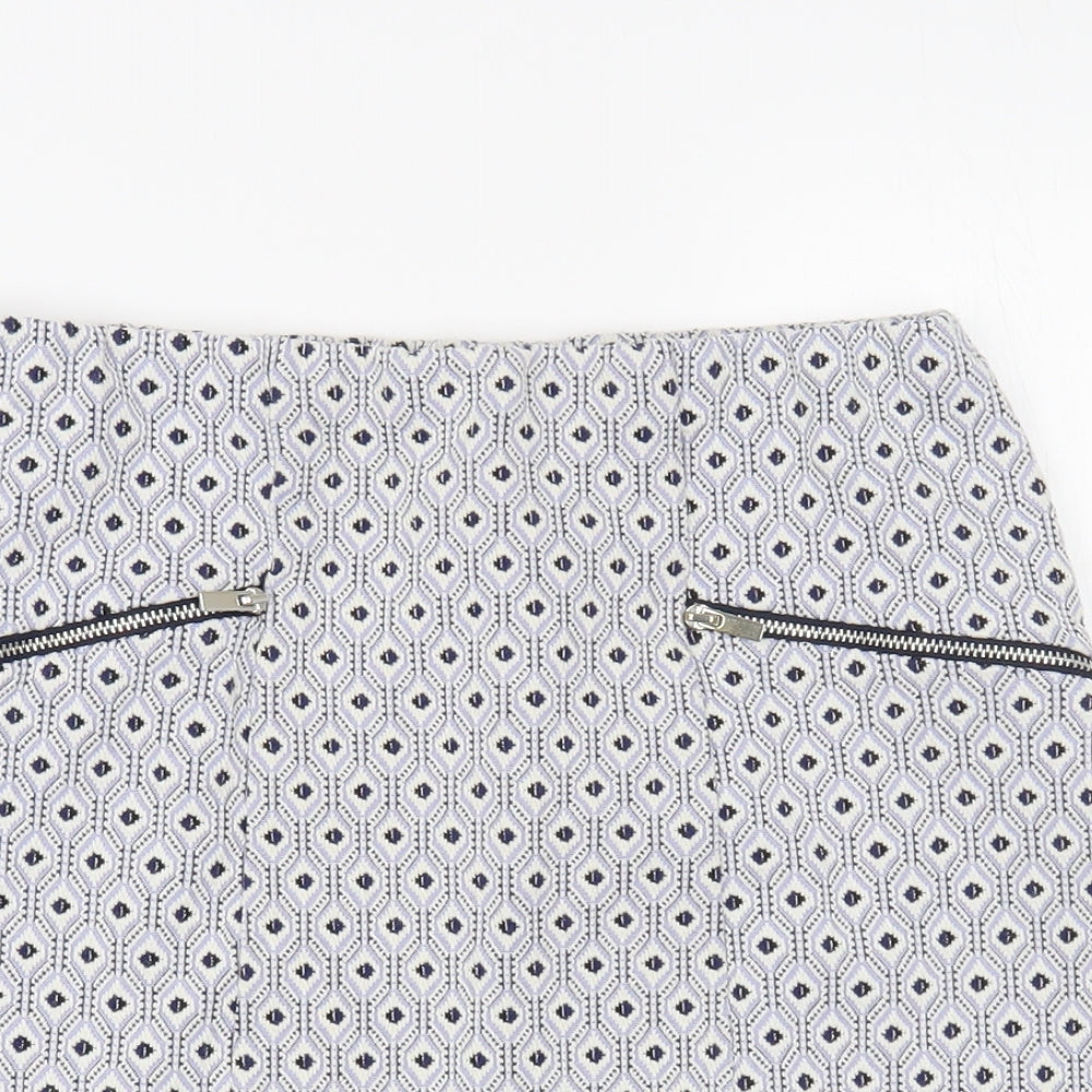 New Look Womens Blue Geometric Polyester Mini Skirt Size 12