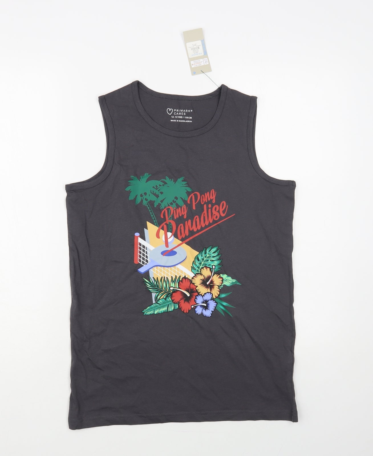 Primark Boys Grey Cotton Pullover Tank Size 12-13 Years Crew Neck Pullover - Ping Pong Paradise