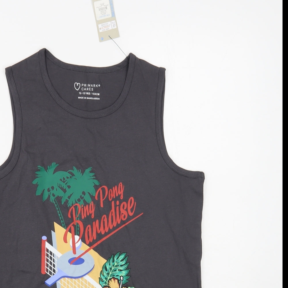 Primark Boys Grey Cotton Pullover Tank Size 12-13 Years Crew Neck Pullover - Ping Pong Paradise