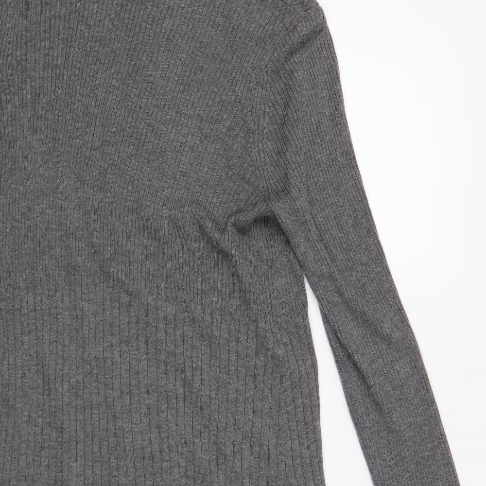 F&F Womens Grey V-Neck Polyamide Cardigan Jumper Size 12