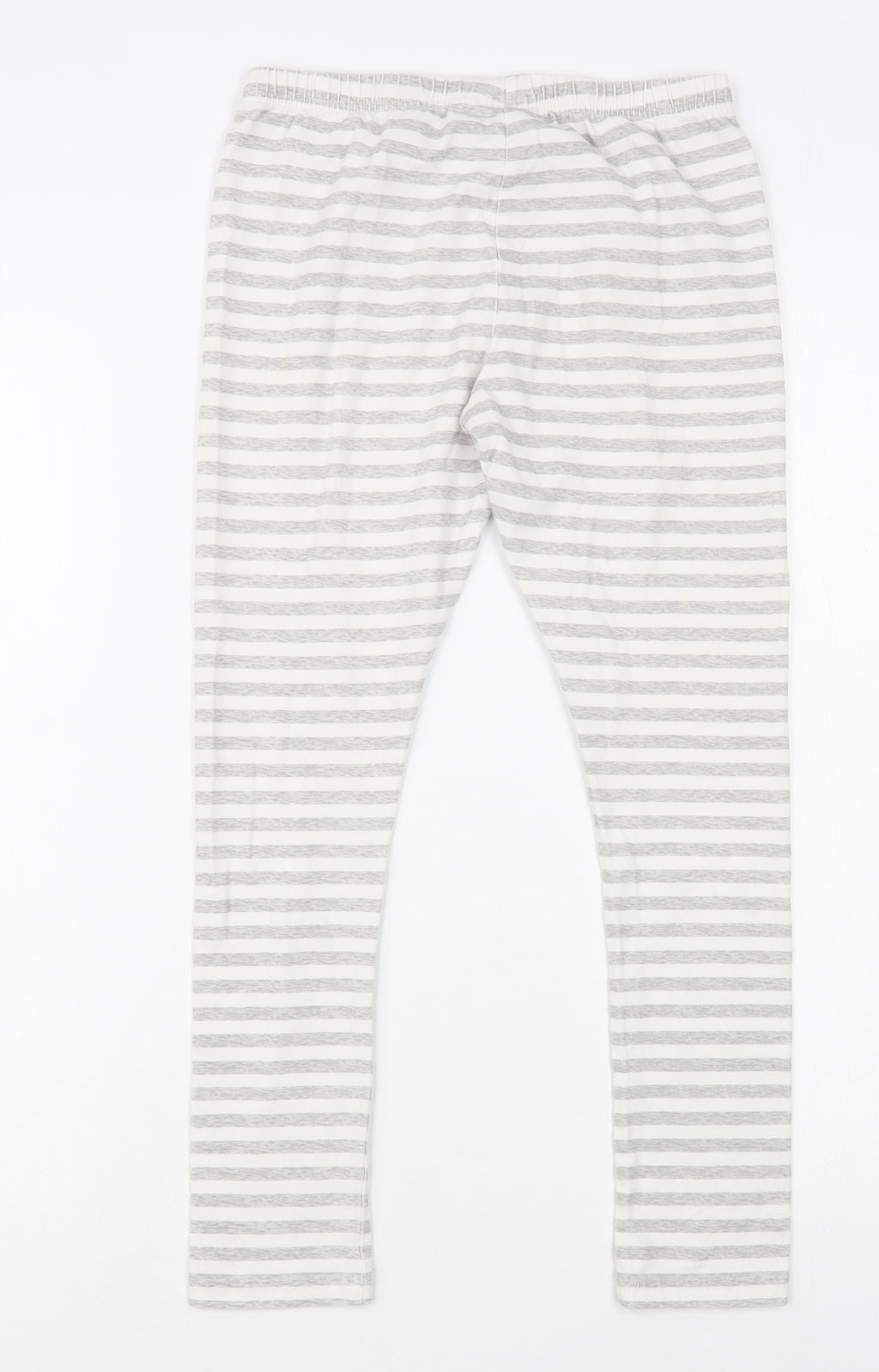 NEXT Girls Grey Striped Cotton Jogger Trousers Size 12 Years Regular Pullover - Leggings