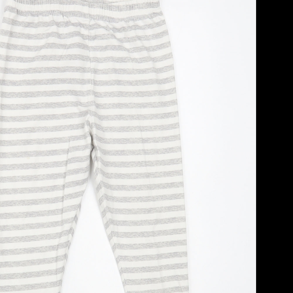 NEXT Girls Grey Striped Cotton Jogger Trousers Size 12 Years Regular Pullover - Leggings