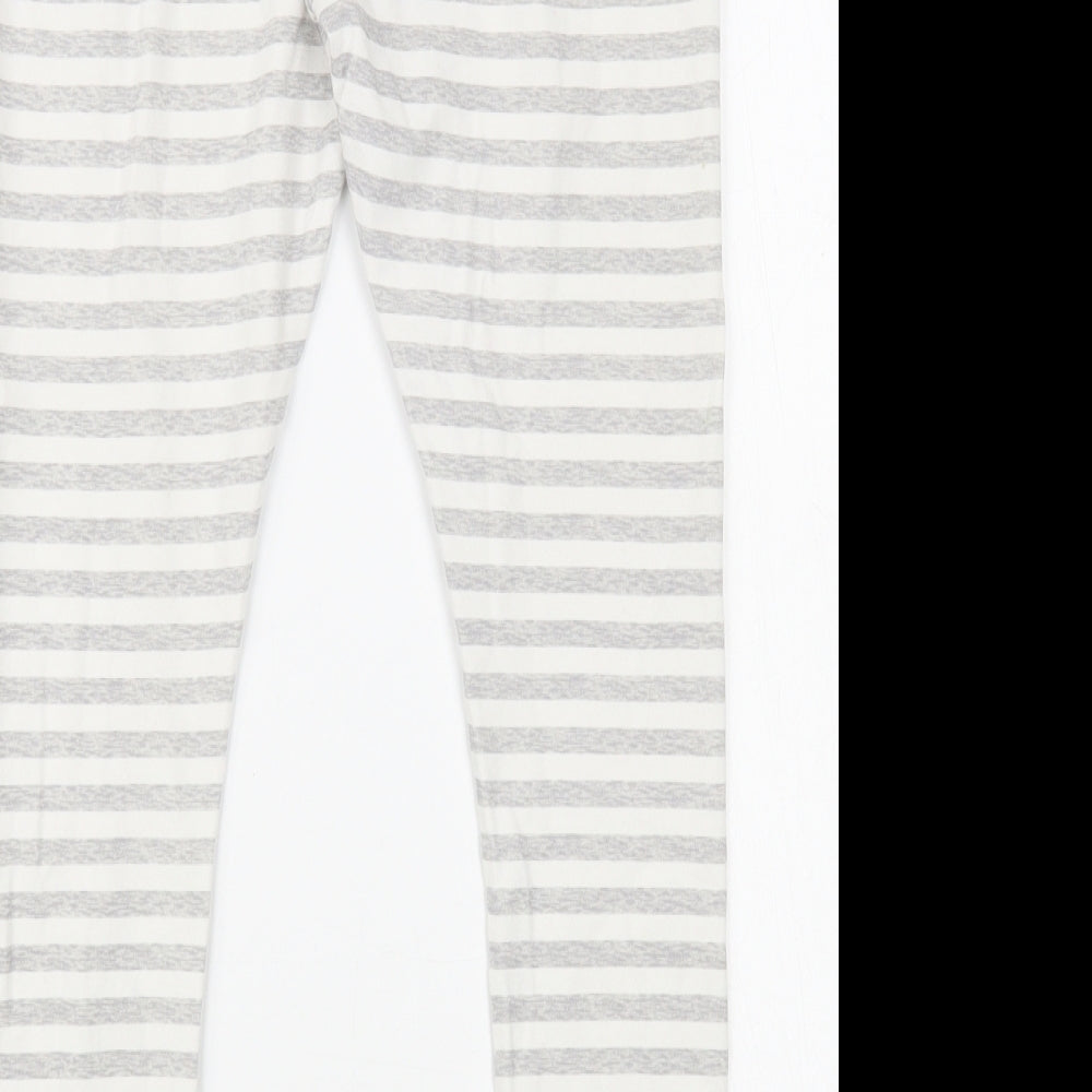 NEXT Girls Grey Striped Cotton Jogger Trousers Size 12 Years Regular Pullover - Leggings