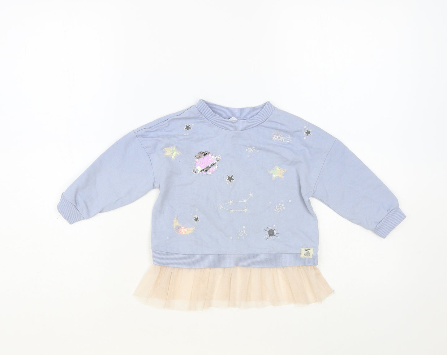 NEXT Baby Blue Geometric Cotton Pullover Jumper Size 12-18 Months Pullover - Universe