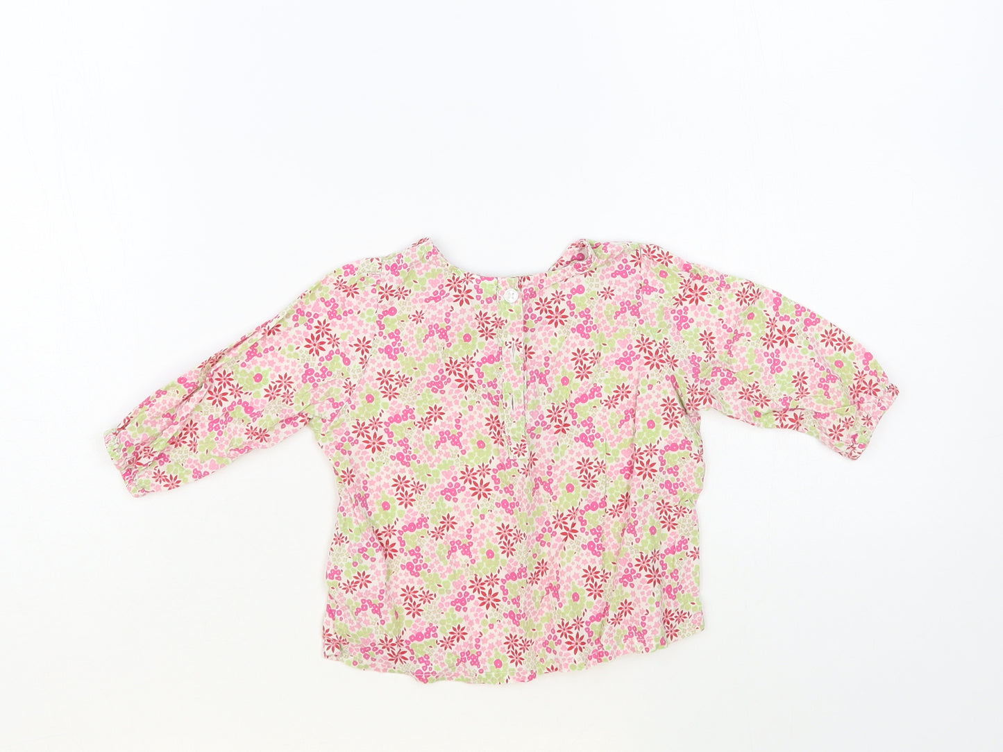 H&M Baby Pink Floral Cotton Basic Blouse Size 3-6 Months Round Neck Buckle