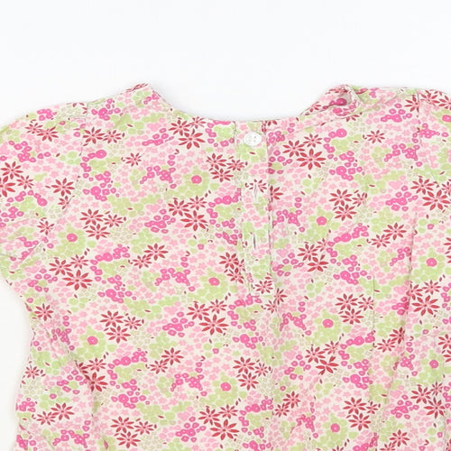 H&M Baby Pink Floral Cotton Basic Blouse Size 3-6 Months Round Neck Buckle