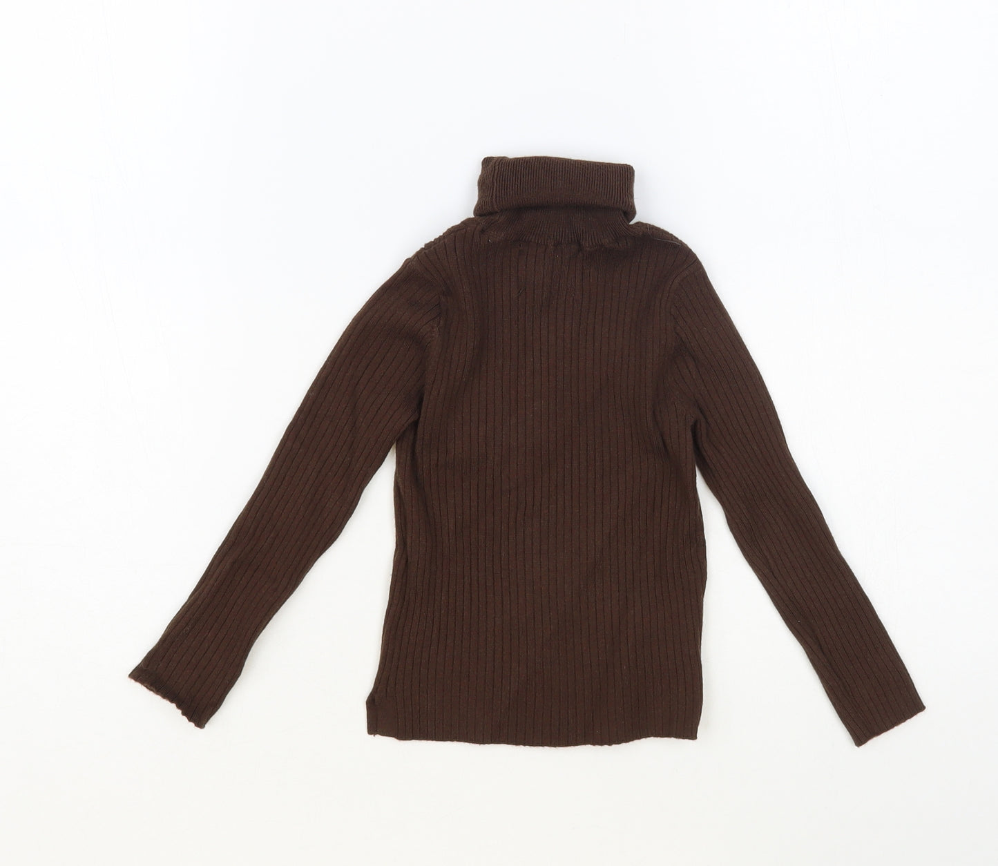 Zara Girls Brown Roll Neck Viscose Pullover Jumper Size 6-7 Years Pullover